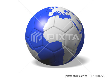 Soccer ball with world map - 3D illustration 137607200