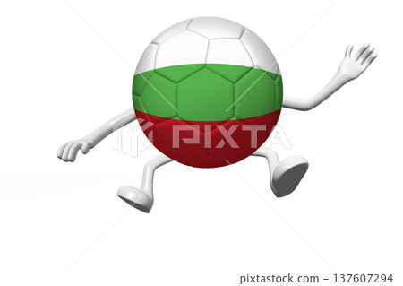 Cartoon soccer ball with national flag of Bulgaria - 3D illustration Cartoon soccer ball with national flag of Bulgaria - 3D illustration 137607294