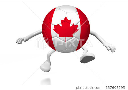Cartoon soccer ball with national flag of Canada - 3D illustration Cartoon soccer ball with national flag of Canada - 3D illustration 137607295