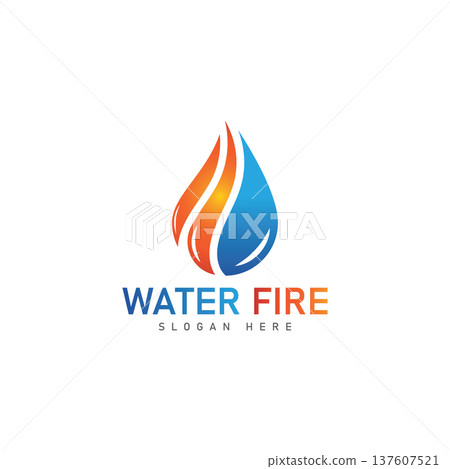 Fire Water Logo Design template  Fire water Vector design  Creative Symbol 137607521