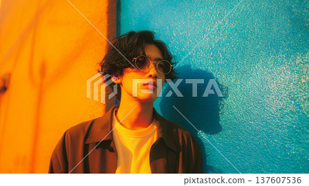 一位戴著時尚眼鏡的年輕男子 137607536