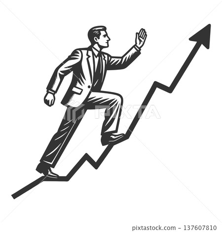 Businessman Climbing Upward Growth Arrow raster 137607810