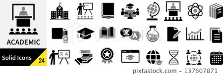 Vector academy silhouette icon set 137607871