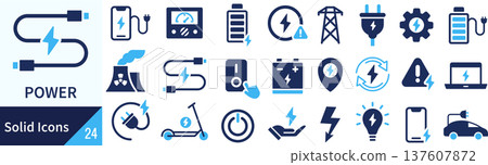 Vector electricity silhouette icon set 137607872