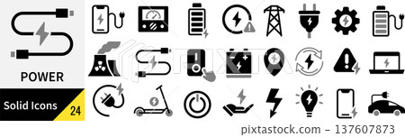 Vector electricity silhouette icon set 137607873