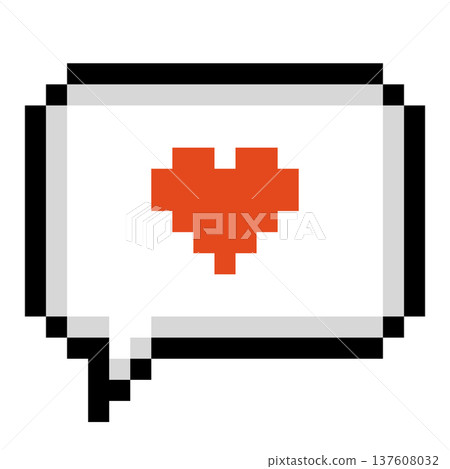Cute pixel heart inside a chat bubble isolated on white background Cute pixel heart inside a chat bubble isolated on white background 137608032