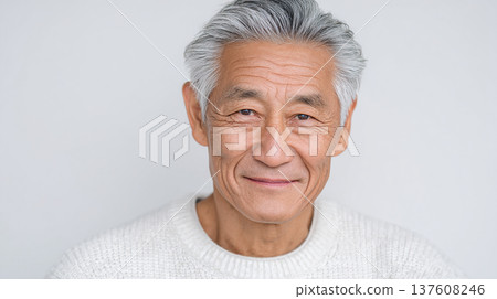 An elderly man with a gentle expression that gives a sense of security and warmth An elderly man with a gentle expression that gives a sense of security and warmth 137608246