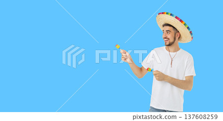 Man in sombrero celebrates Cinco de Mayo 137608259