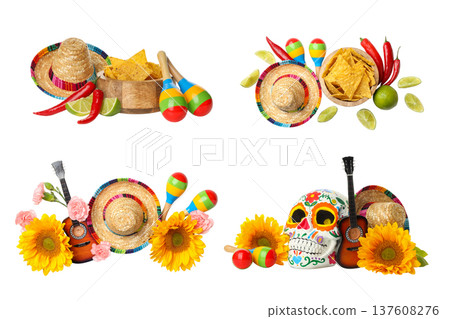 Set of different Mexican items for your design, PNG Set of different Mexican items for your design, PNG 137608276