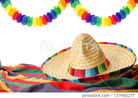 Cinco de Mayo, Colorful decorated sombrero on display, PNG 137608277
