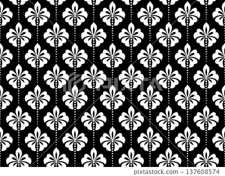 Flower geometric pattern. Seamless vector background. White and black ornament. Flower geometric pattern. Seamless vector background. White and black ornament. 137608574