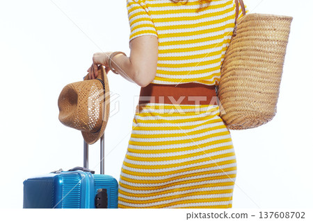 Woman from Behind Starting a Summer Vacation Adventure Woman from Behind Starting a Summer Vacation Adventure 137608702