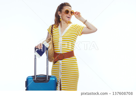 Stylish Traveler in Sunglasses with Suitcase Stylish Traveler in Sunglasses with Suitcase 137608708