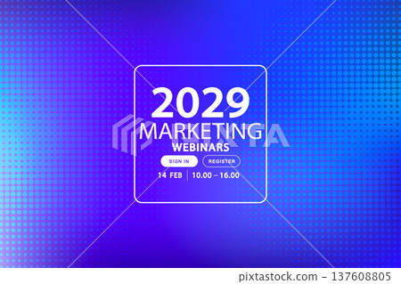 Futuristic blue background for marketing webinars and online conferences. Vector illustration with technical grid dots, ideal for digital transformation, tech workshop, and cybersecurity seminars. 137608805