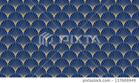 Vintage Art Deco luxury background with gold line art seamless pattern. Golden geometric retro Vintage Art Deco luxury background with gold line art seamless pattern. Golden geometric retro 137608949
