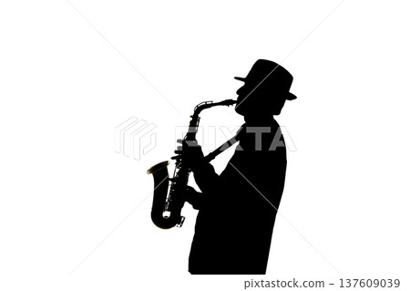 Man playing saxophone silhouette 137609039