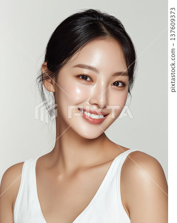 一位擁有美麗笑容和整齊牙齒(牙齒美白和正畸)的女士 一位擁有美麗笑容和整齊牙齒(牙齒美白和正畸)的女士 137609373