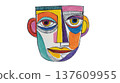 Colorful abstract face drawing 137609955