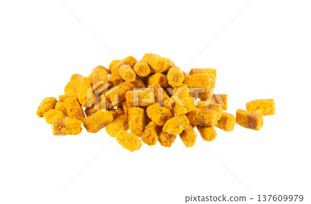 Bee bread isolated on white background. Pile of granules bee bread or perga. Clipping path. 137609979