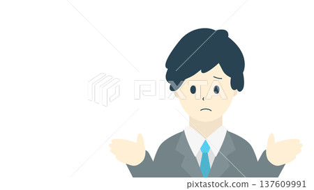 A businessman explaining with a troubled face (front illustration material) A businessman explaining with a troubled face (front illustration material) 137609991