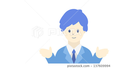 Smiling businessman explaining (front illustration material) Smiling businessman explaining (front illustration material) 137609994