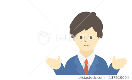微笑的商人正在解釋(正面插圖材料) 微笑的商人正在解釋(正面插圖材料) 137610004