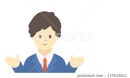 Smiling businessman explaining (front illustration material) 137610011