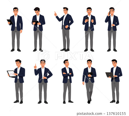 Business man character set isolated white Business man character set isolated white 137610155