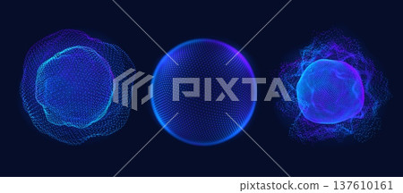 3d abstract sphere orb set from dots. Digital and globe pattern background. Particle hud net for world grid geometric and network vector tech concept. 3d abstract sphere orb set from dots. Digital and globe pattern background. Particle hud net for world grid geometric and network vector tech concept. 137610161
