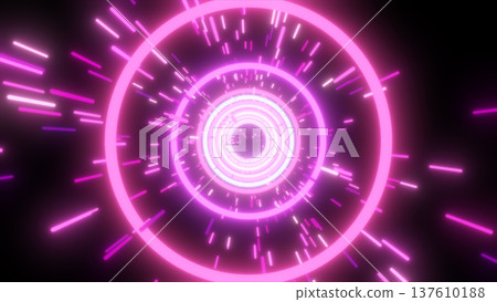 Bright pink neon sci-fi tunnel with glowing rings and fast light streaks, hyperspace warp effect, dynamic abstract technology background Bright pink neon sci-fi tunnel with glowing rings and fast light streaks, hyperspace warp effect, dynamic abstract technology background 137610188