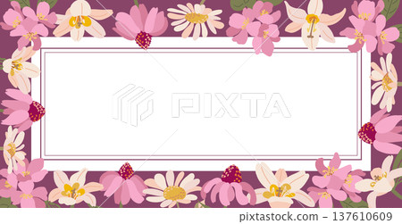 Minimalist Floral Frame. Echinacea Lilies Daisies 137610609