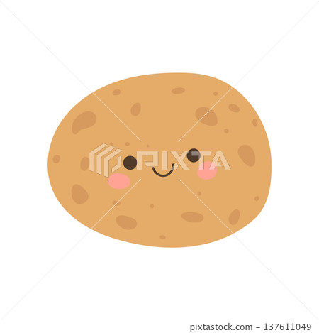 Cute potato cartoon with smiling face, simple farm vegetable illustration for cooking blogs, agriculture themes, natural produce, comfort food and kitchen ingredients Cute potato cartoon with smiling face, simple farm vegetable illustration for cooking blogs, agriculture themes, natural produce, comfort food and kitchen ingredients 137611049