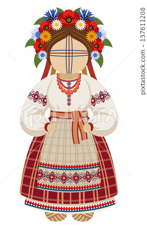 ukrainian motanka doll a traditional handmade talisman and symbol of ukrainian culture stylized vector illustration 137611208