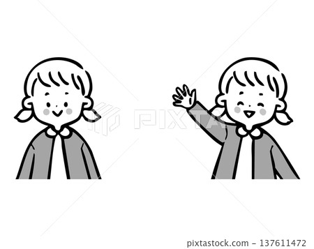 女孩上半身向量圖(單色) 女孩上半身向量圖(單色) 137611472