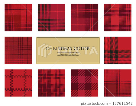紅色聖誕色調的無縫粗呢格紋圖案 紅色聖誕色調的無縫粗呢格紋圖案 137611542