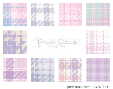 Seamless check pattern in spring colors - Pastel tweed check Seamless check pattern in spring colors - Pastel tweed check 137611612