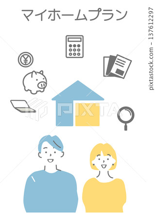 Couple's home planning icon illustration material Couple's home planning icon illustration material 137612297
