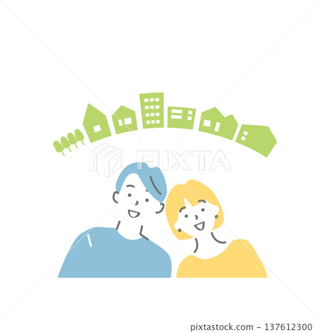 Illustration material of couples and cityscapes Illustration material of couples and cityscapes 137612300