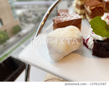 Sweet potato mochi afternoon tea dessert Sweet potato mochi afternoon tea dessert 137612487