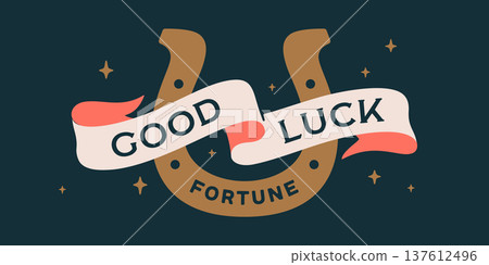 Horseshoe sign. Horseshoe ribbon symbol 137612496