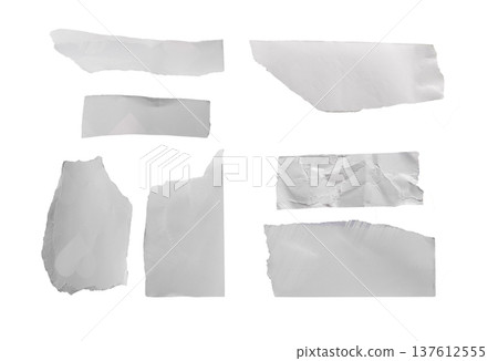 ripped white paper pieces with rough uneven edges and subtle creases, creating abstract empty shapes ripped white paper pieces with rough uneven edges and subtle creases, creating abstract empty shapes 137612555