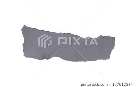 gray torn paper strip isolated on white background. Matte textured surface with irregular ripped gray torn paper strip isolated on white background. Matte textured surface with irregular ripped 137612584