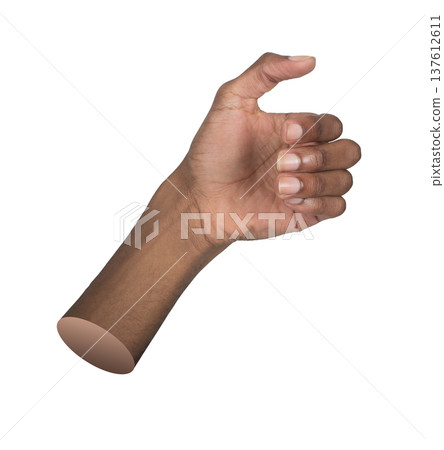 Hand holding invisible bottle with grip gesture, showing left hand position and fingers, isolated on Hand holding invisible bottle with grip gesture, showing left hand position and fingers, isolated on 137612611