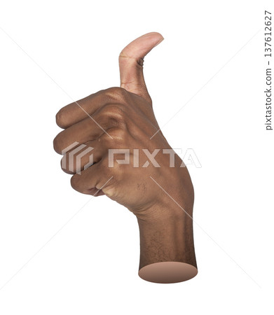 Thumb up hand gesture with raised thumb showing approval, recommendation, like, and support, Thumb up hand gesture with raised thumb showing approval, recommendation, like, and support, 137612627