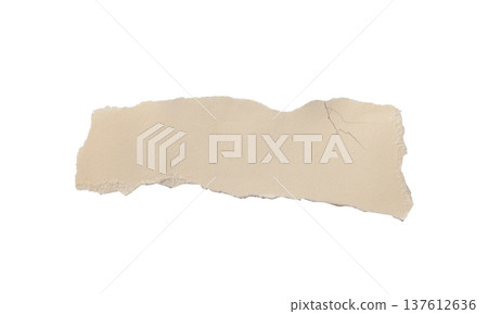 torn paper strip with subtle cracks isolated on white background. Matte textured element, fragment torn paper strip with subtle cracks isolated on white background. Matte textured element, fragment 137612636