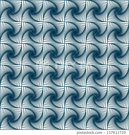 Geometric Blue Spiral Square Seamless Pattern Optical Art Background 137612720