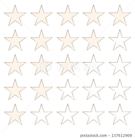 Outline rating stars set isolated on white background. Light beige star icons arranged in a clean 137612909