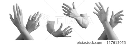 Crossed hands embracing gesture isolated background. Two arms forming protective hug pose. Support care connection concept.. 137613053