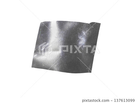 Bent metallic foil sheet with reflective silver surface, fine scratches, and soft creases. Abstract Bent metallic foil sheet with reflective silver surface, fine scratches, and soft creases. Abstract 137613099