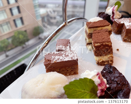 Chocolate Mousse Brownie Afternoon Tea Chocolate Mousse Brownie Afternoon Tea 137613170